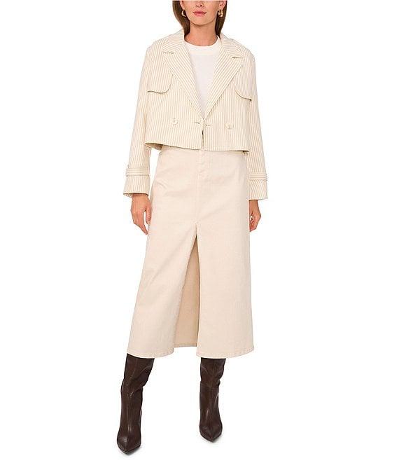 1. STATE Striped Double Breasted Long Sleeve Lapel Jacket Product Image