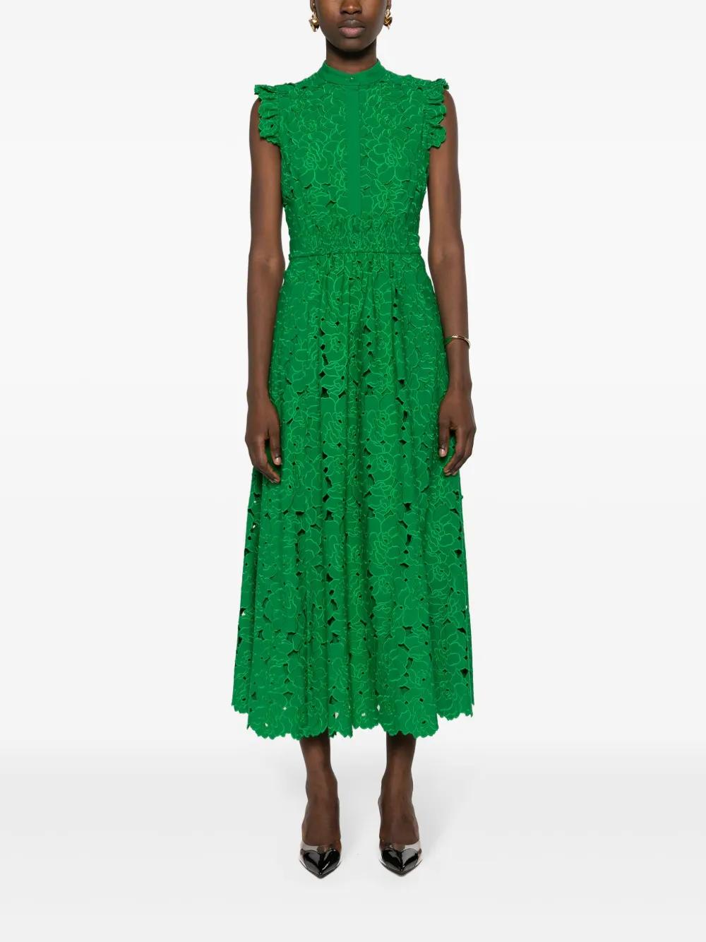 broderie-anglaise flared midi dress Product Image