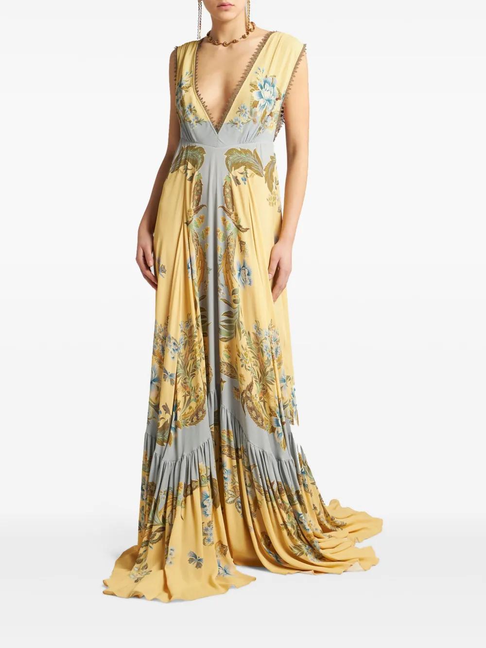 floral-print crepe-de-chine dress Product Image