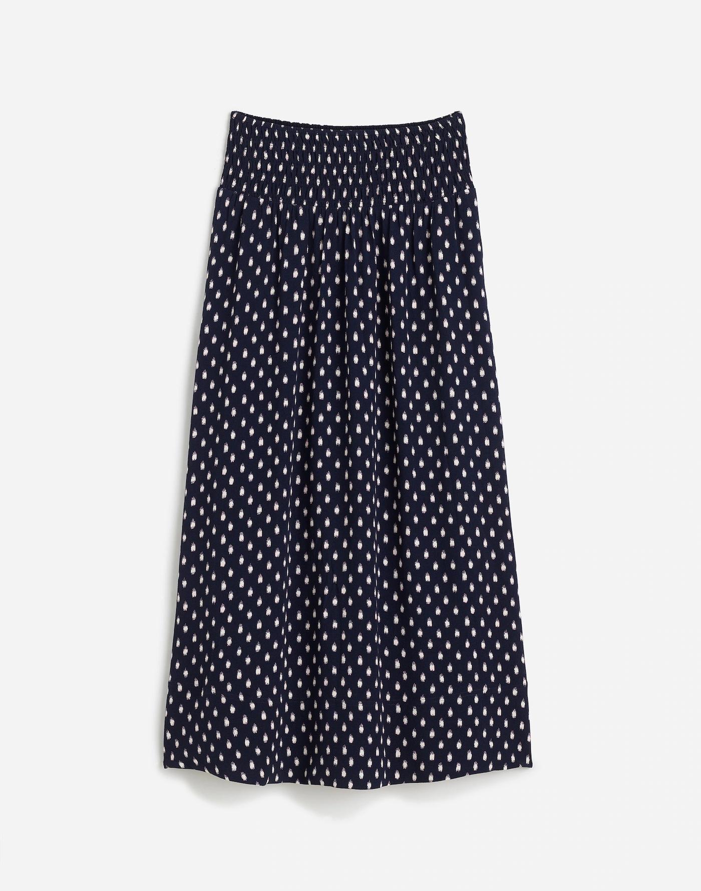 Smocked-Waist Midi Skirt in Shibori Dot Print Product Image