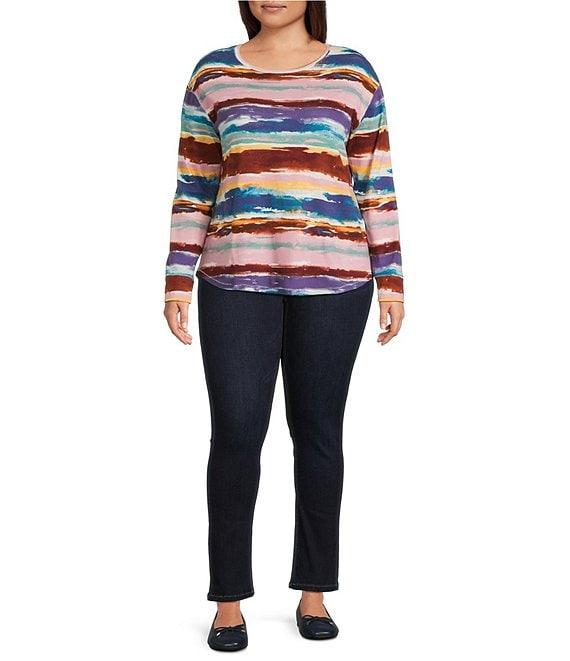 Westbound Plus Size Zephyr Vintage Stripe Long Sleeve Crew Neck Pullover Product Image
