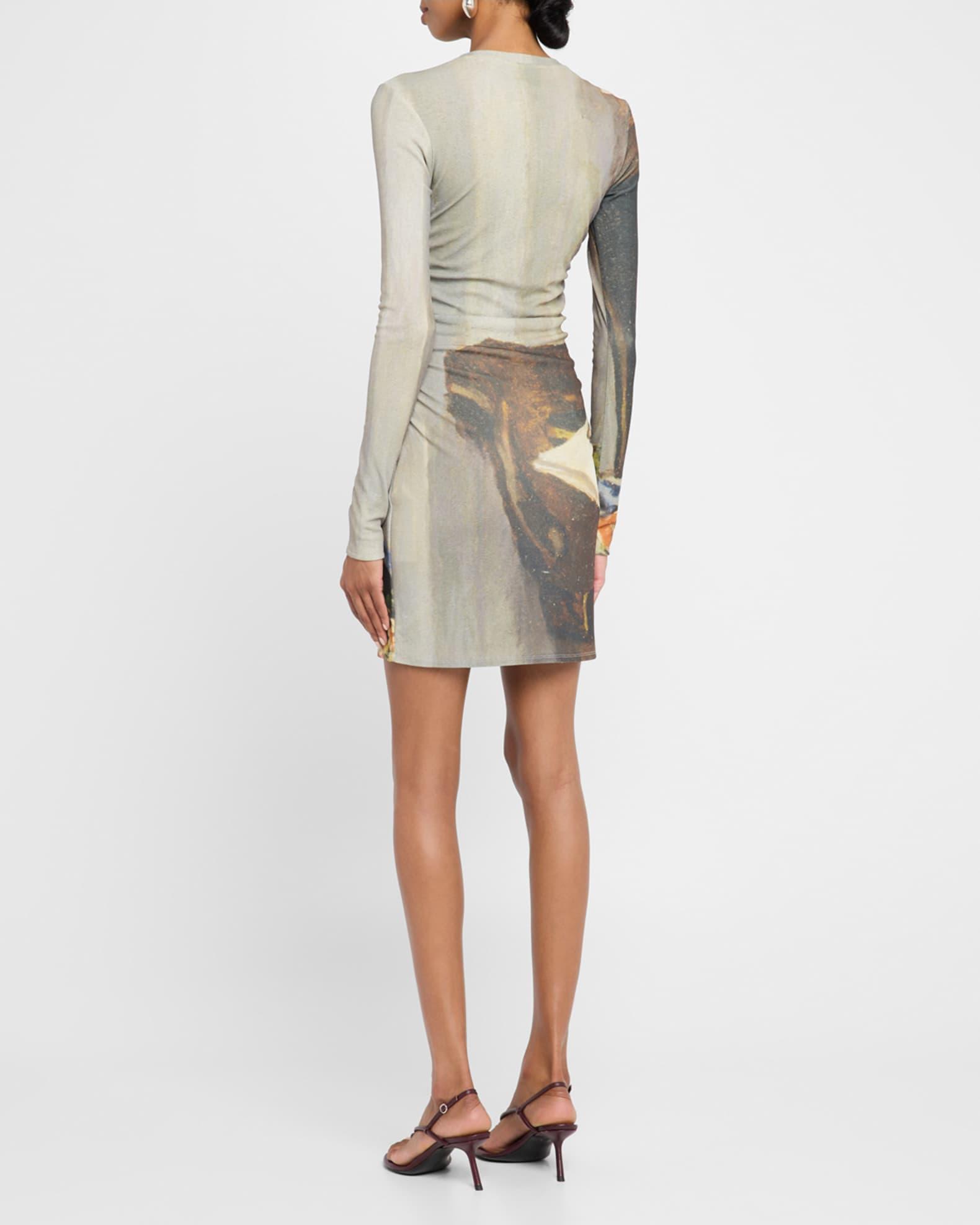 Leid Printed Mesh Jersey Mini Dress Product Image