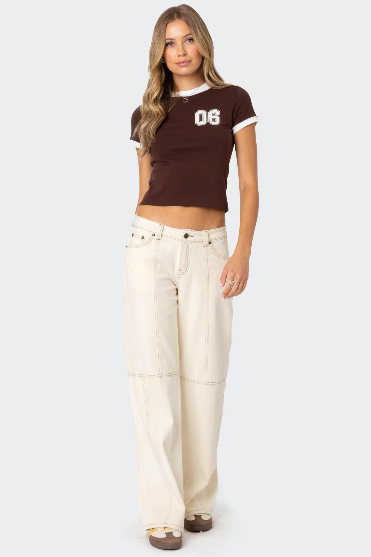 Contrast Stitch Low Rise Baggy Jeans Product Image