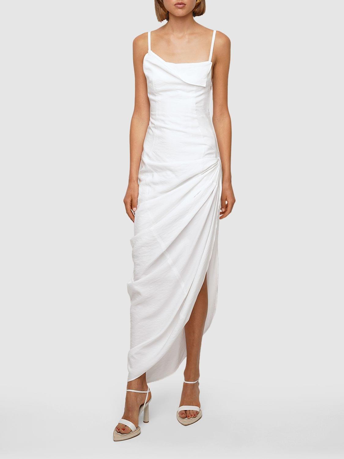 JACQUEMUS La Robe Saudade Long Viscose Blend Dress In White Product Image