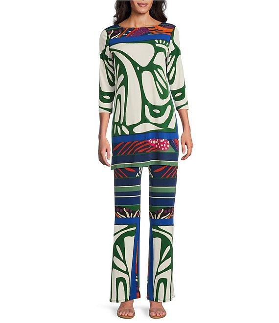 Eva Varro Printed Elastic Waist Wide Leg Flare Pants Product Image