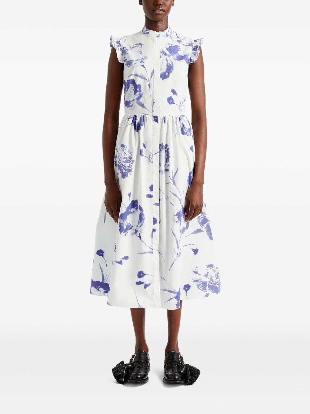 floral-print ruffled-sleeve dress Product Image