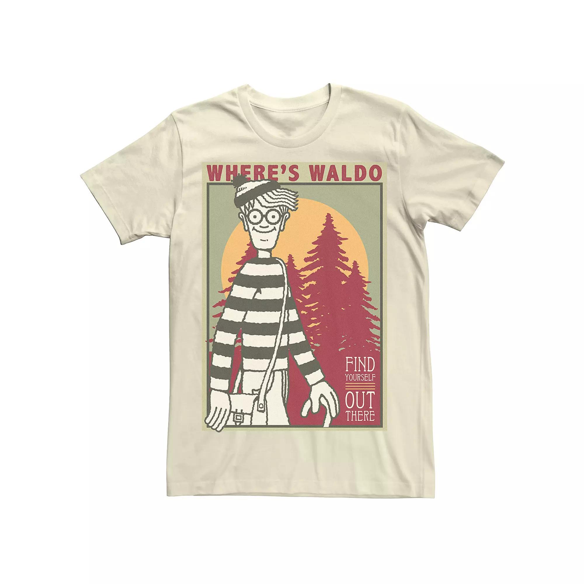 Men's Where's Waldo Find Yourself Poster Graphic Tee, Size: 3XL, Natural Product Image