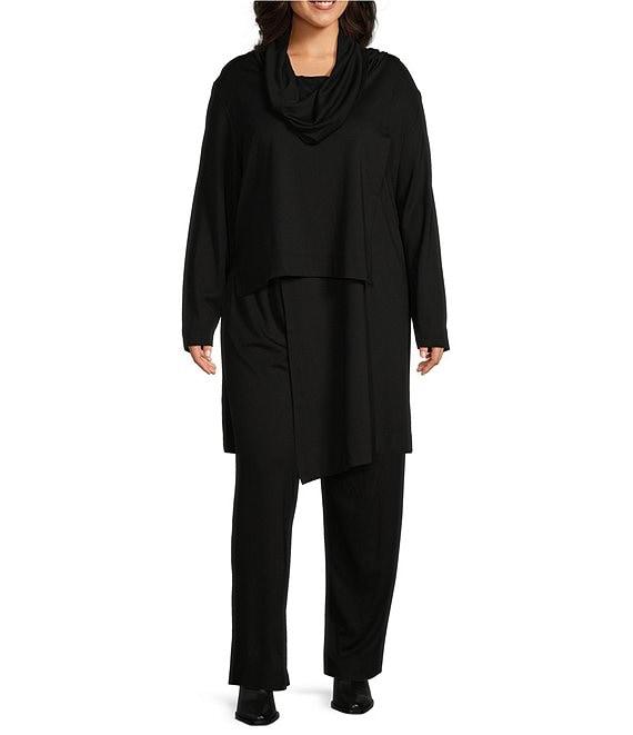 Bryn Walker Plus Size Pita Modal Ponte Cowl Neck Long Sleeve Asymmetrical Front Peak Tunic Product Image