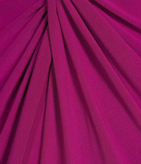 Marina Beaded Long Sleeve Crew Neck Ruched Front Gown Product Image