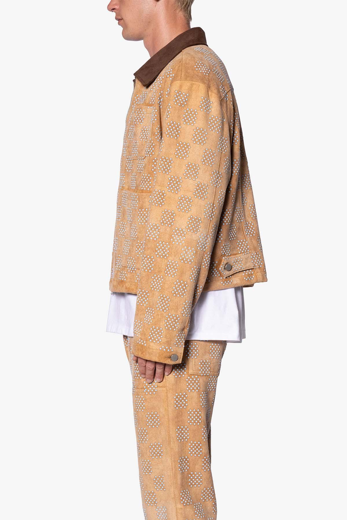 Turquoise Studded Checker Jacket - Tan Product Image