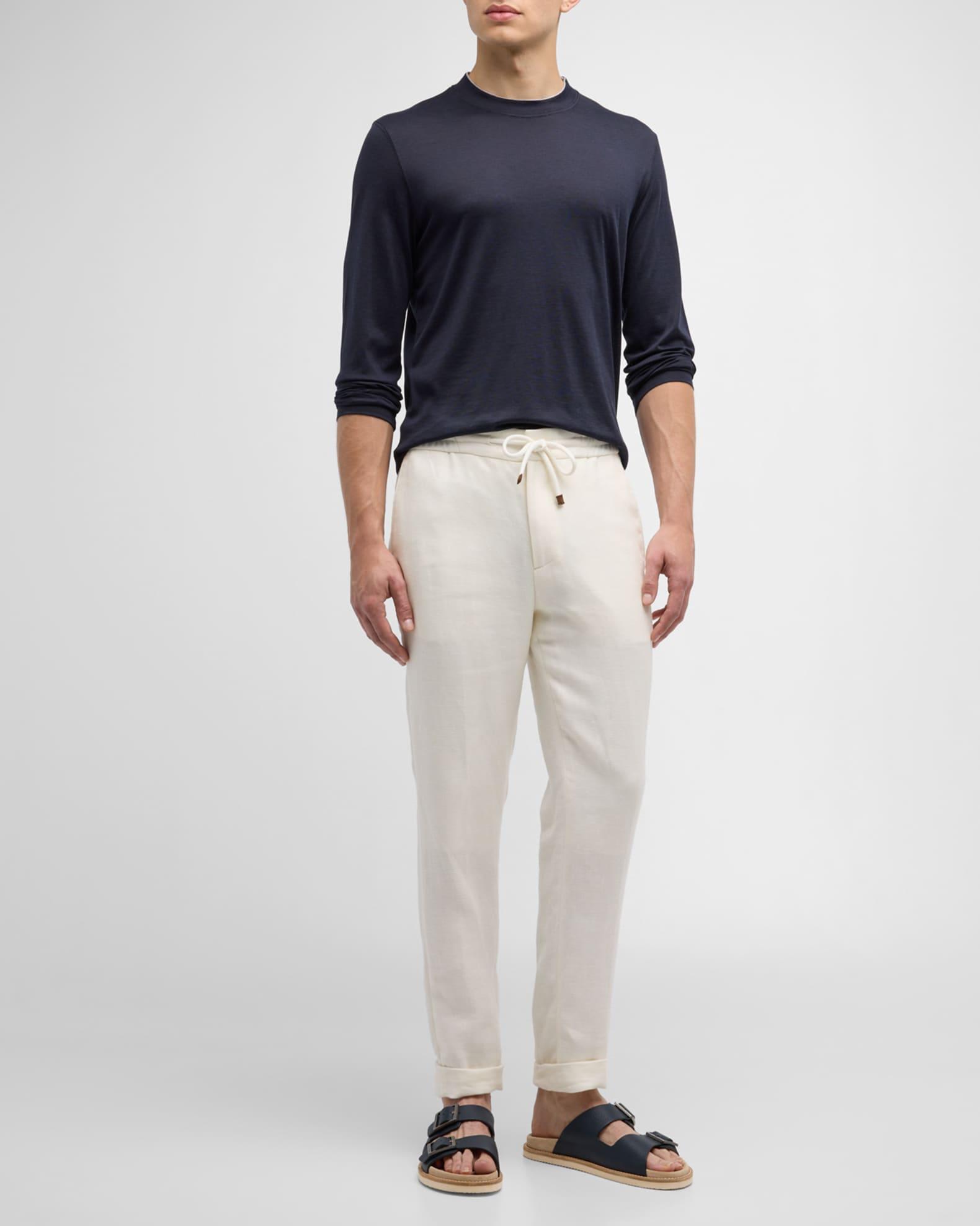 Men's Silk-Cotton Long Sleeve T-Shirt Product Image