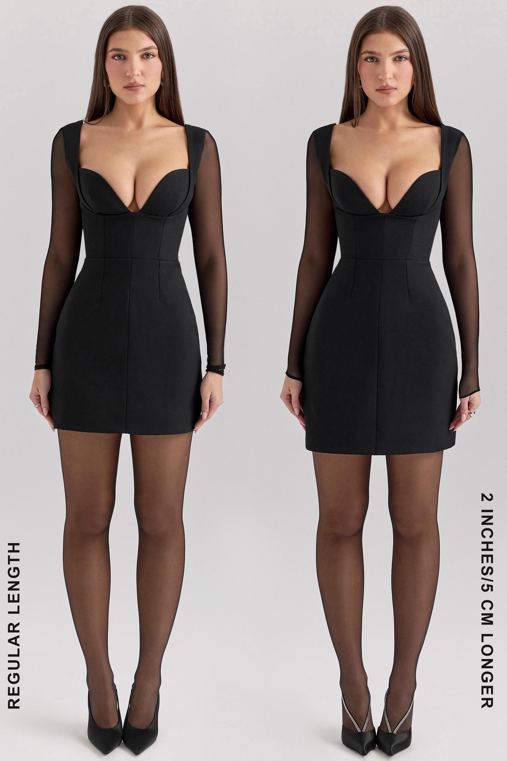 Angelie  black stretch crepe plunge mini dress Product Image