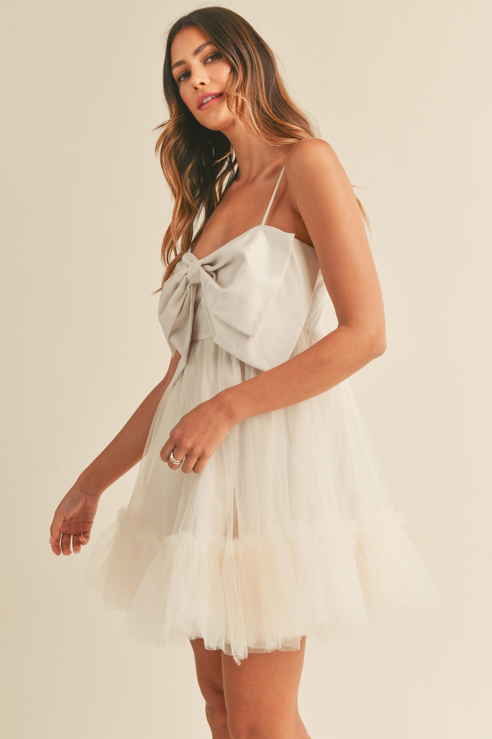 Front Bow Babydoll Mini Dress Product Image