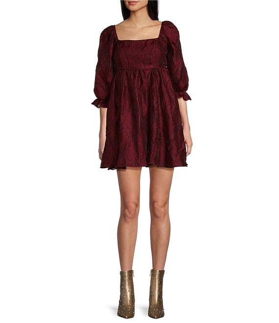 Allison & Kelly 3/4 Sleeve Square Neck Babydoll Dress Product Image