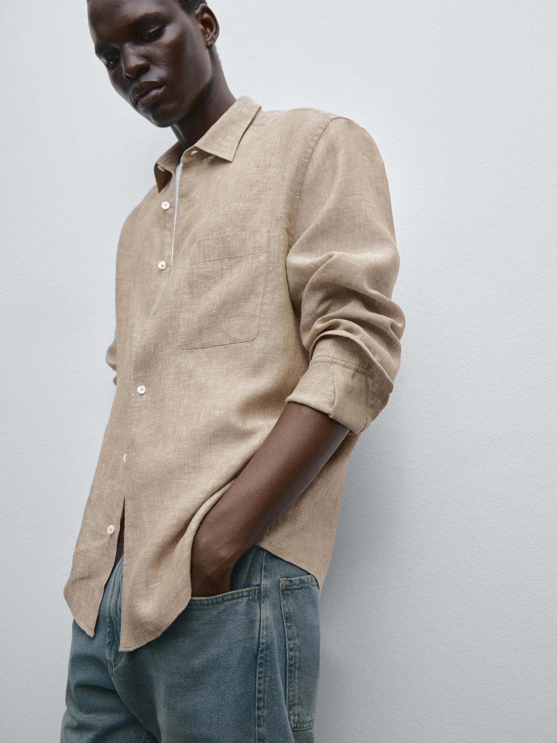 100% linen regular fit shirt Product Image