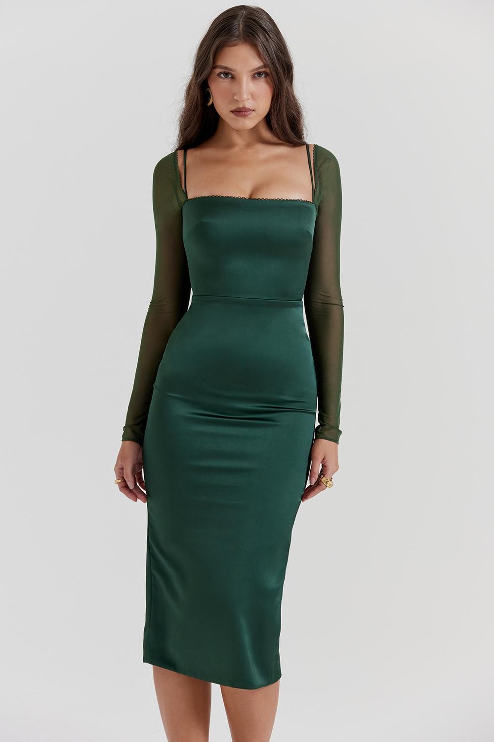 Ellica  emerald green midi dress Product Image