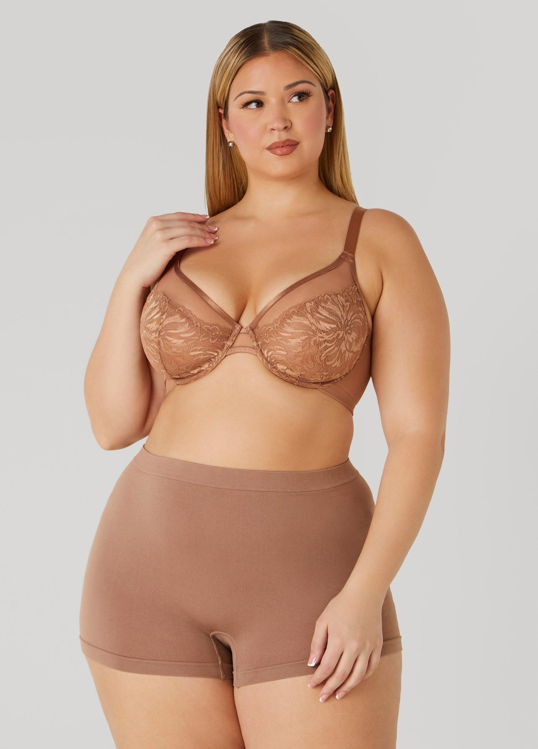 Plus Size Lace Paneled Mesh Underwire Bra Ashley Stewart Product Image