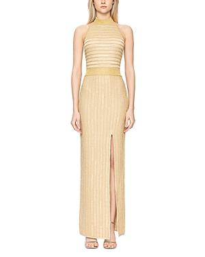 Herve Leger Halter Eyelash Knit Gown Product Image