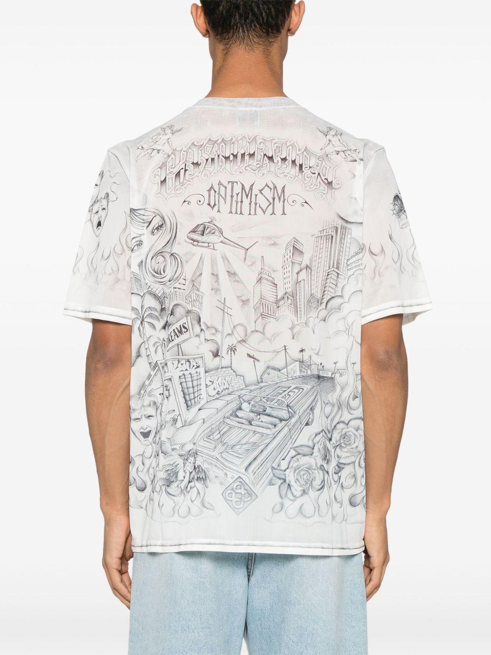 tattoo-print mesh T-shirt  Product Image