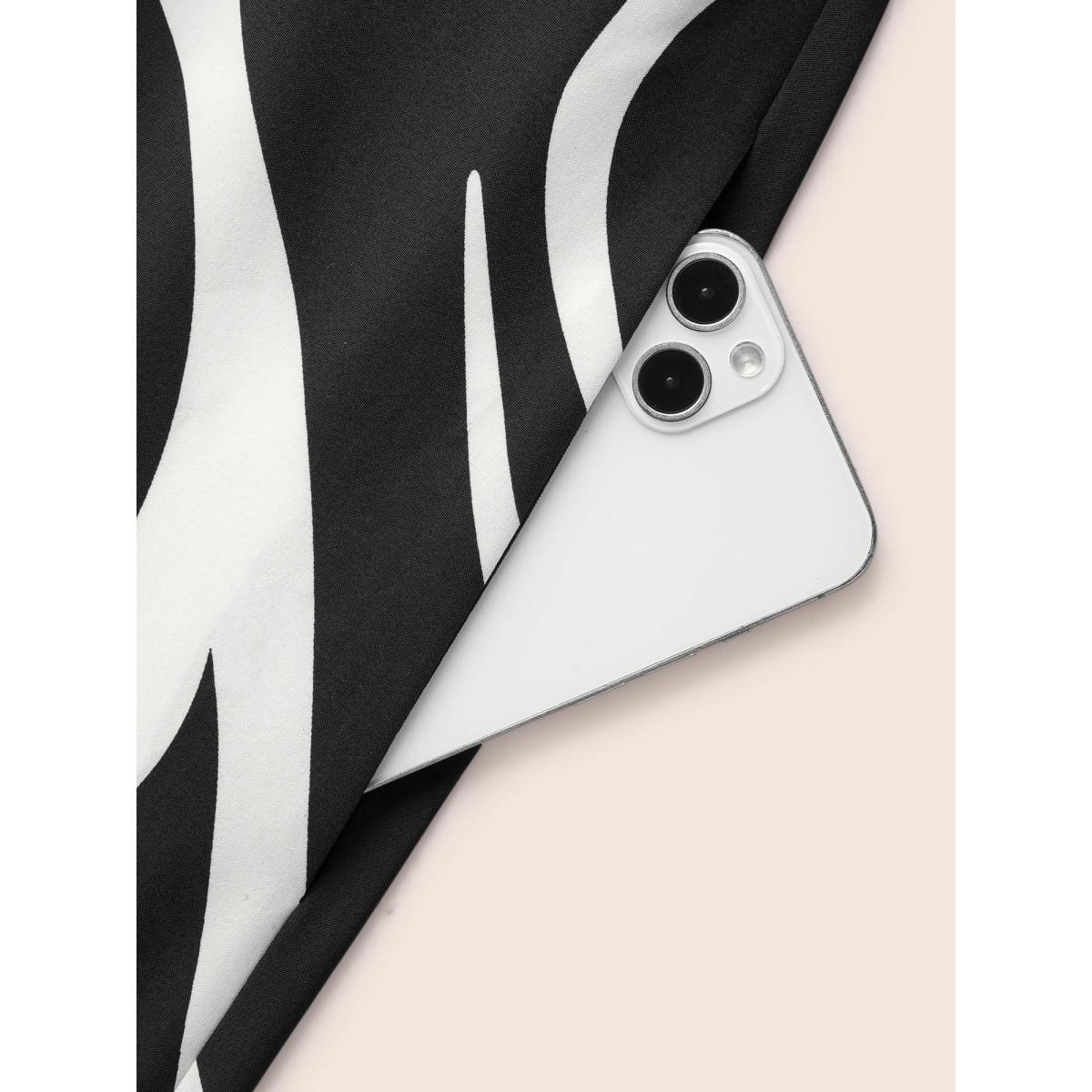 Plus Size V Neck Geometric Belted Dress Black Women At the Office Belted V-neck Long Sleeve Curvy BloomChic 22-24/3X Product Image