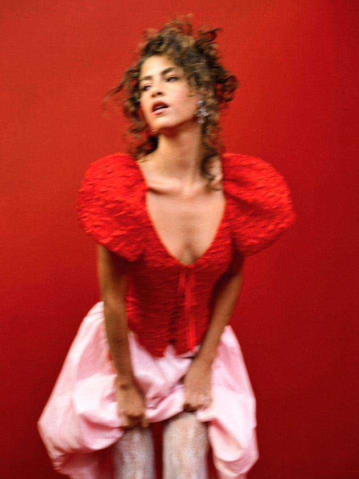 Frosted Organza Top — Red Product Image