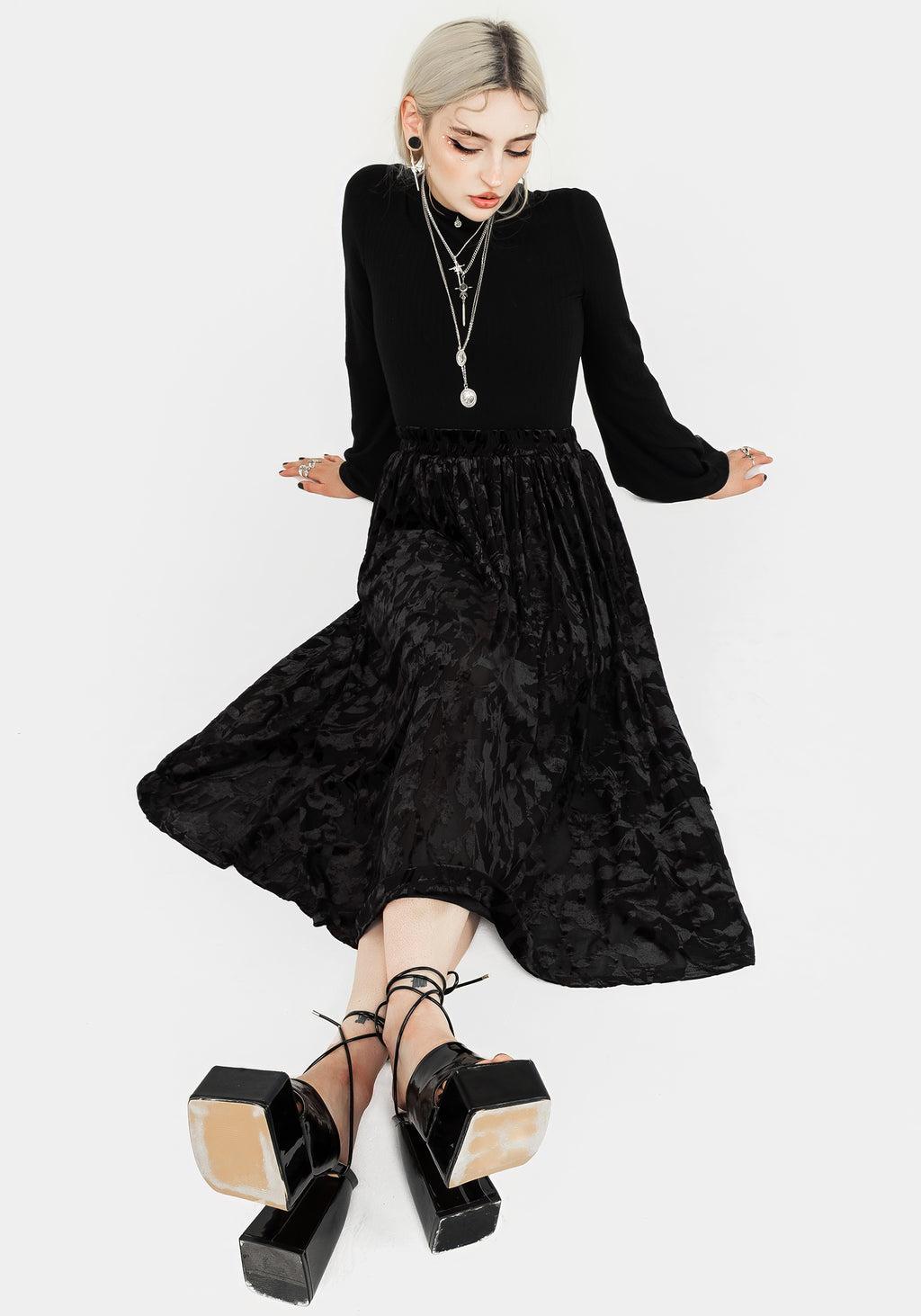 Ava Devoré Mesh Midi Skirt Product Image