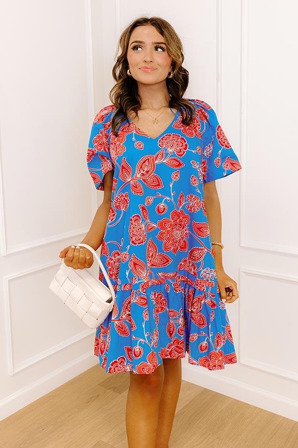 Serene Moment Floral Mini Dress in Ocean Blue Product Image