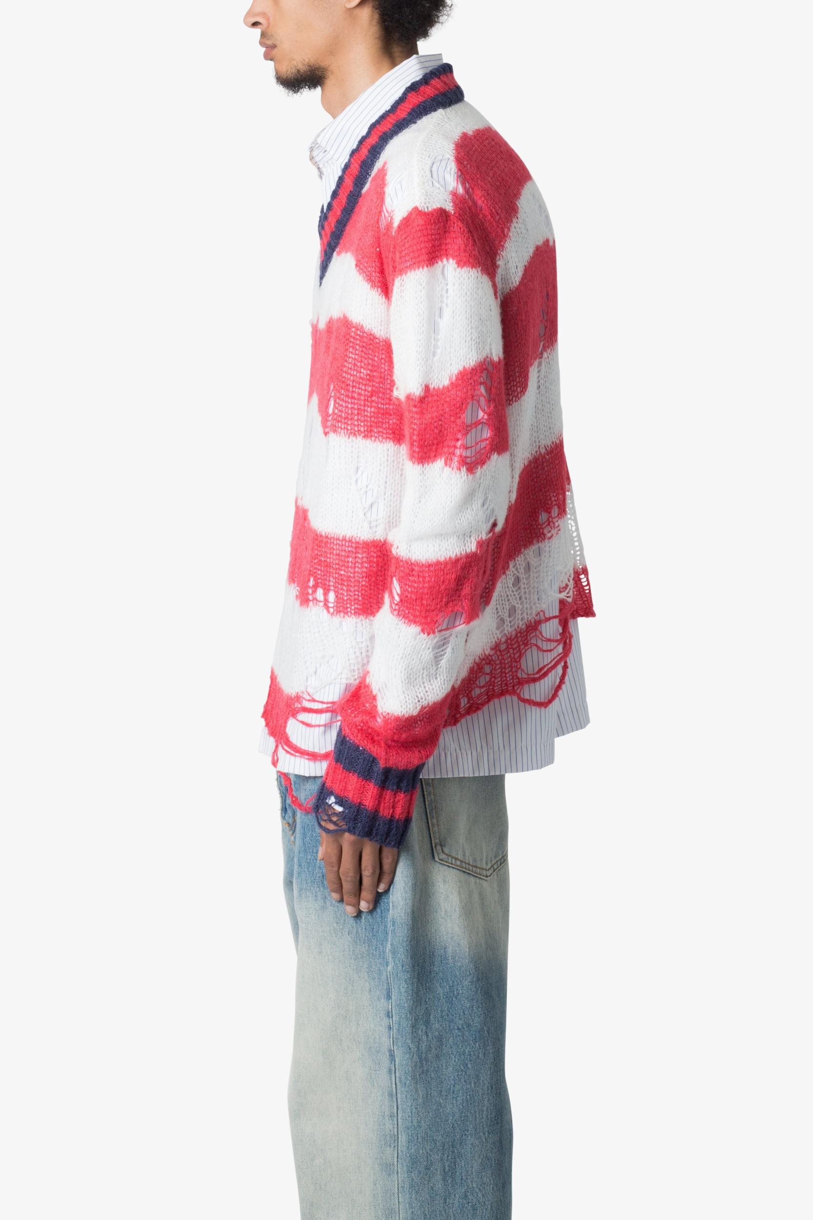Flag Loose Knitted Sweater - Red/Blue Product Image