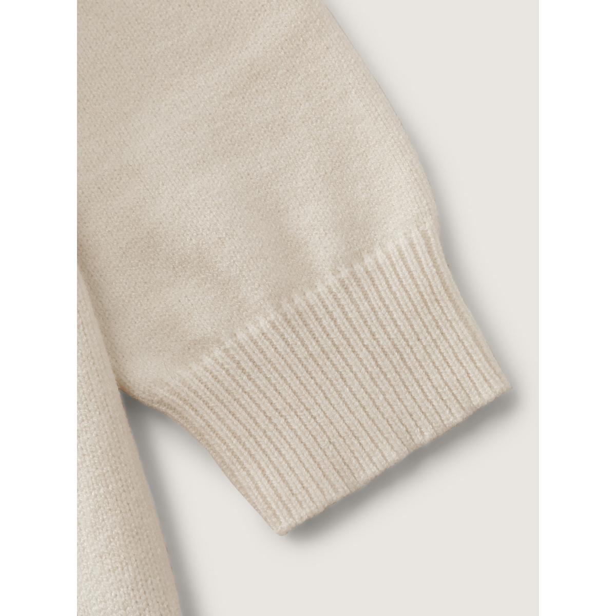 Plus Size 2 In 1 Shirt Collar Relaxed Fit Pullover Ivory Women Leisure Loose Long Sleeve Round Neck Casual Pullovers BloomChic 10/M Product Image