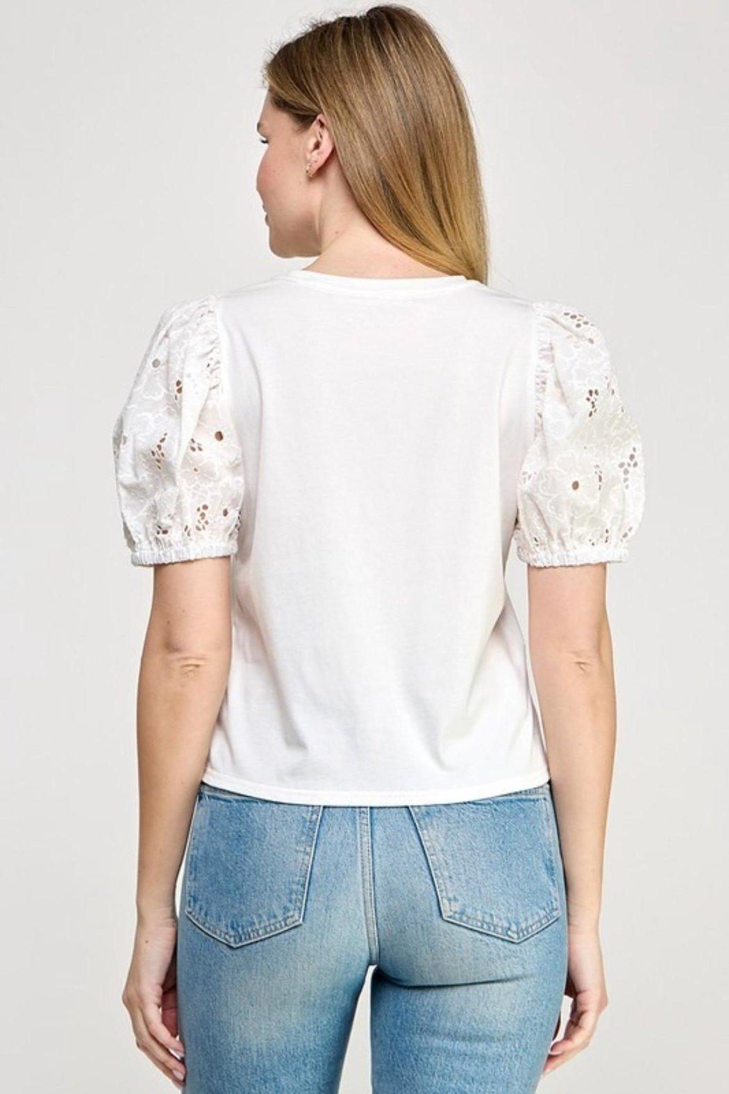 Eyelet Sleeve Top Product Image