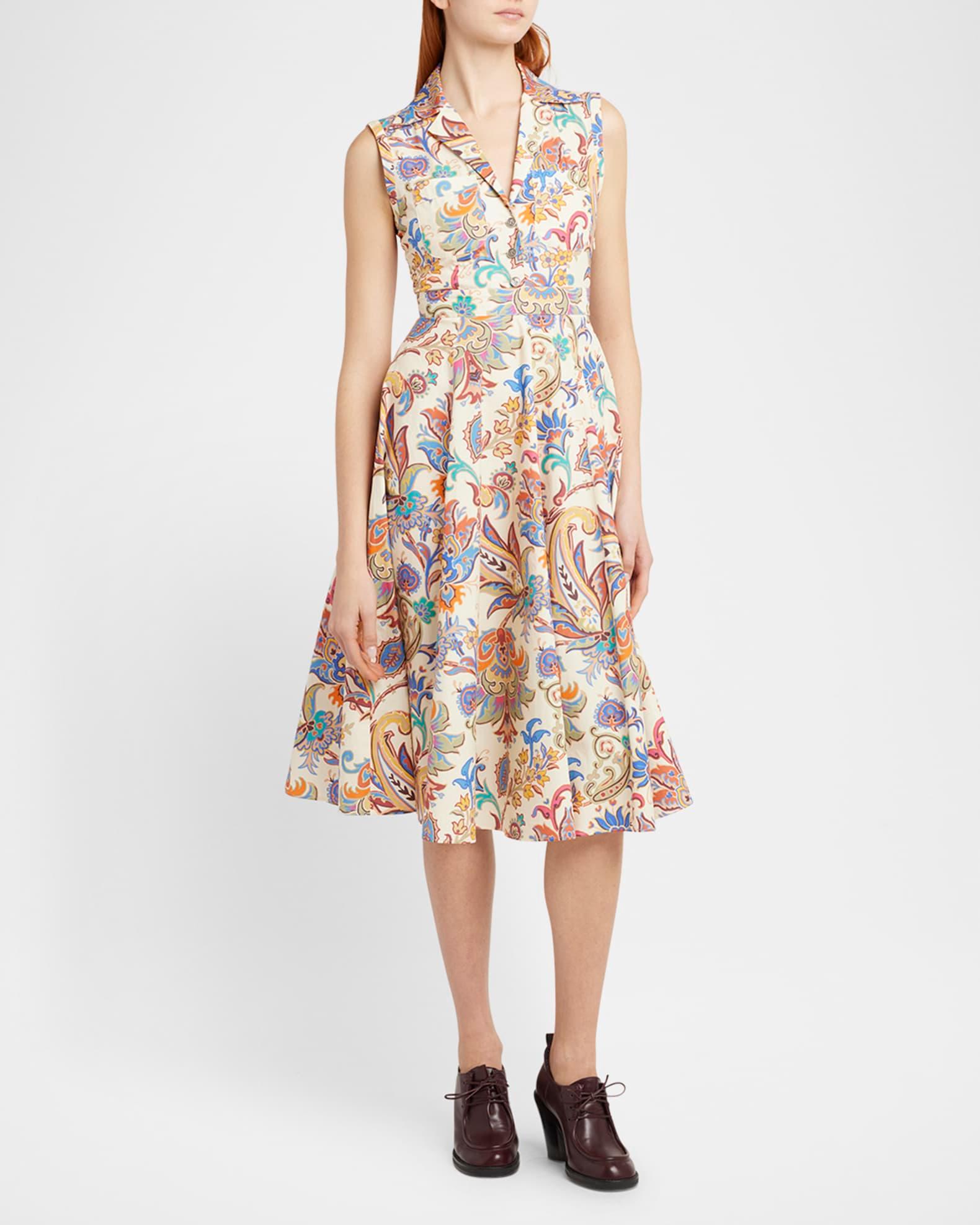 Printed Sleeveless Midi Shirtdress Product Image