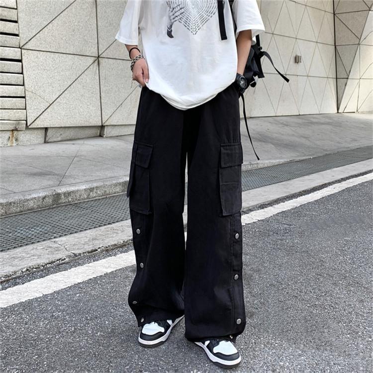 Sopula Retro Street Buttoned Straight Leg Cargo Pants Product Image