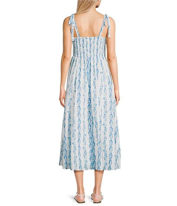 Midnight Doll Floral Printed V-Neck Tie Strap Midi Dress Product Image