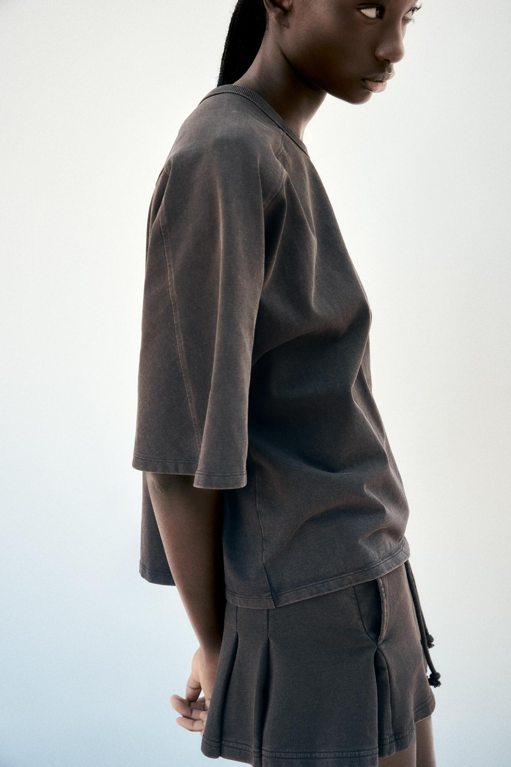 WASHED HEAVY COTTON MINI SKIRT Product Image