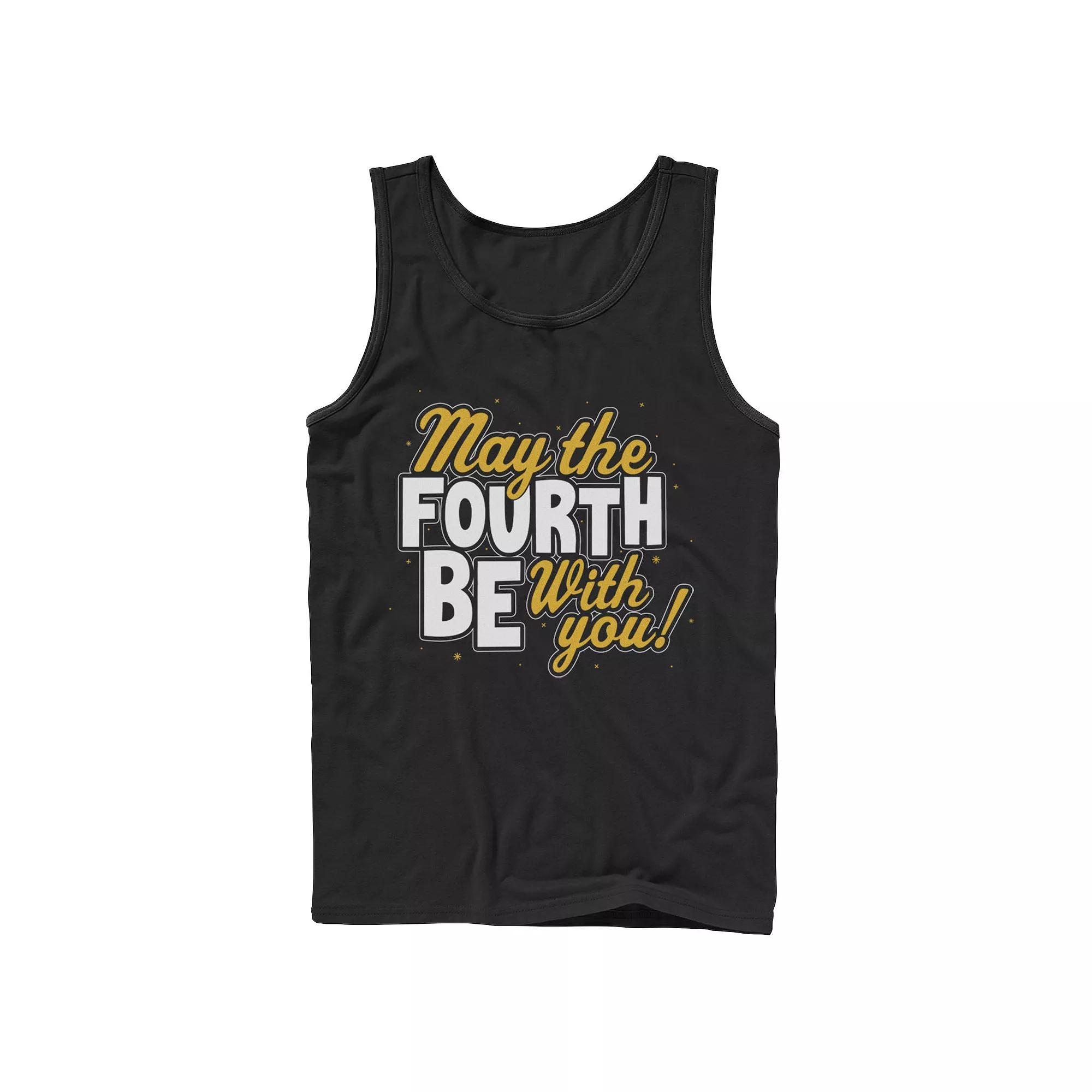 Men's Star Wars May The Fourth Be With You Block Text Tank Top, Size: Large, Black Product Image