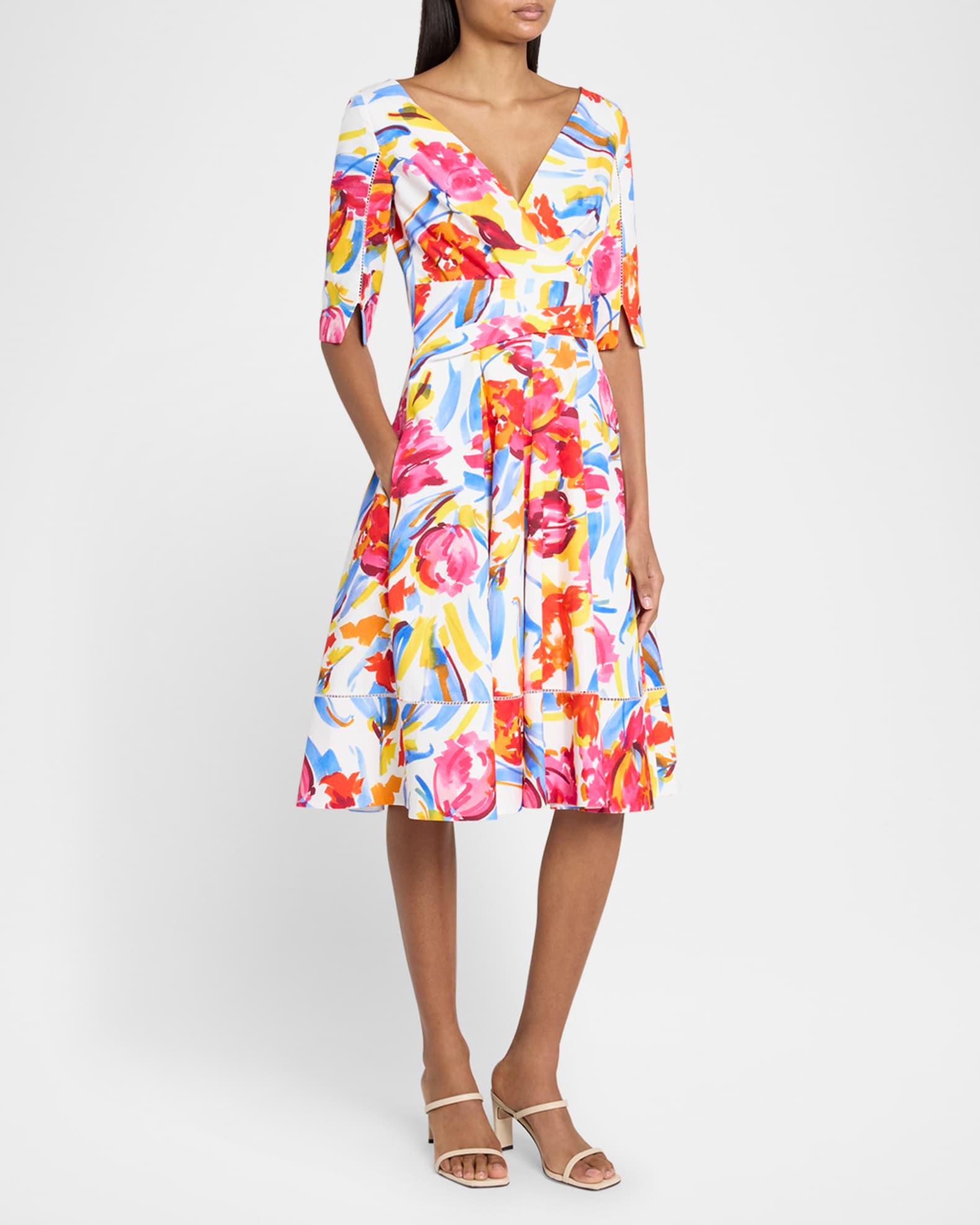 Painter Blossoms Pique Draped Dress Product Image