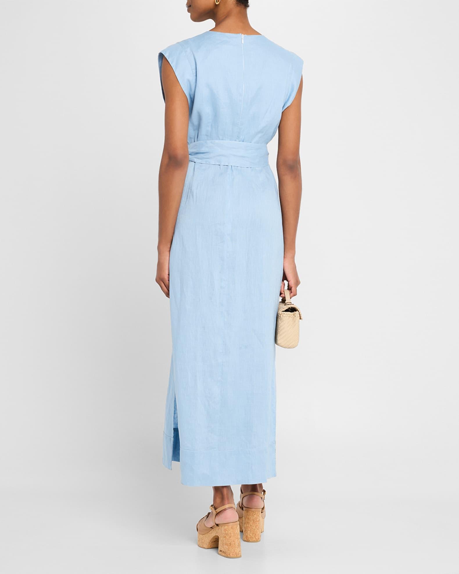 Beverly Tie-Waist Washed Linen Midi Dress Product Image