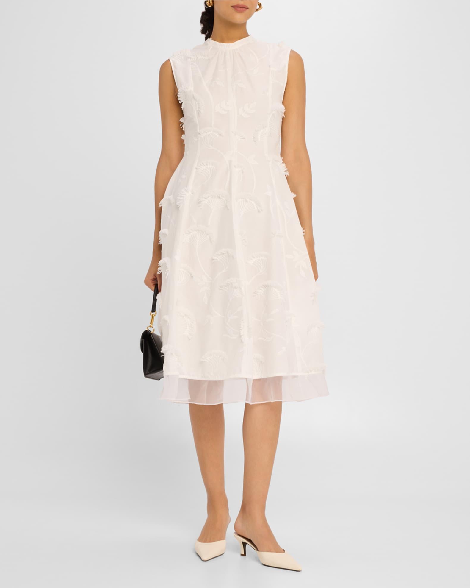 Embroidered Organza Sleeveless Midi Dress Product Image