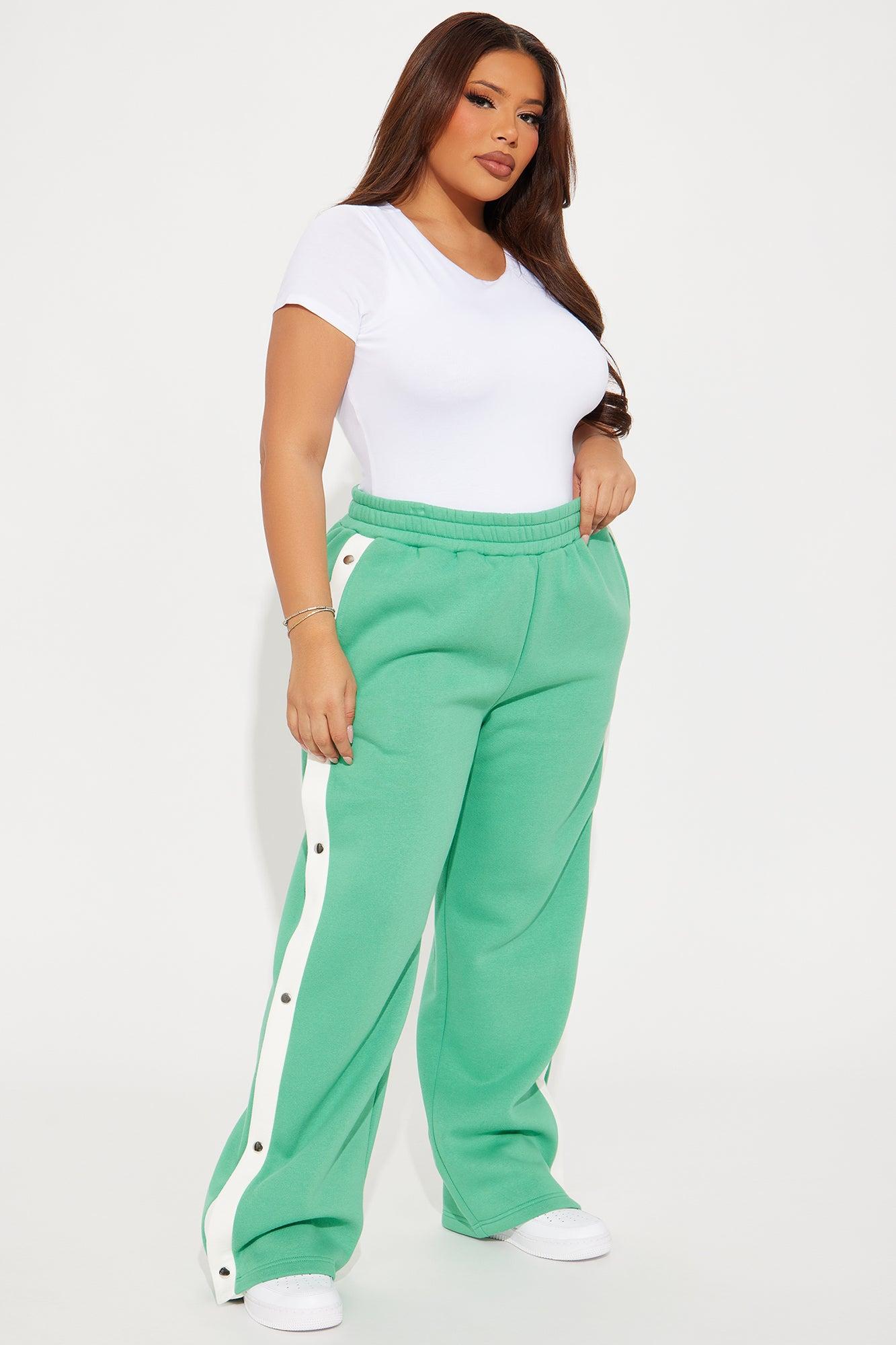 Olivia Fleece Wide Leg Sweatpants - Green/combo Product Image