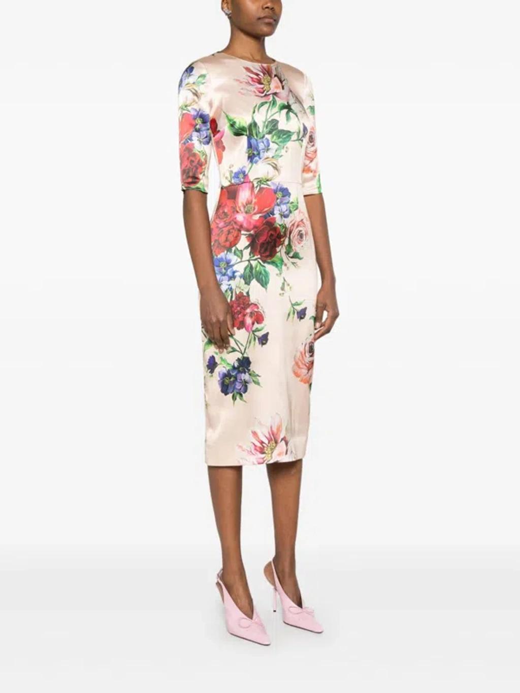 DOLCE & GABBANA Women Flower Print Midi Dress In Neutral Product Image