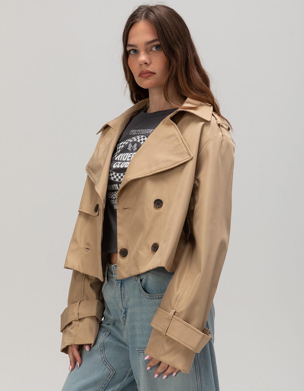 RSQ Womens Crop Trench Coat - TAN Product Image