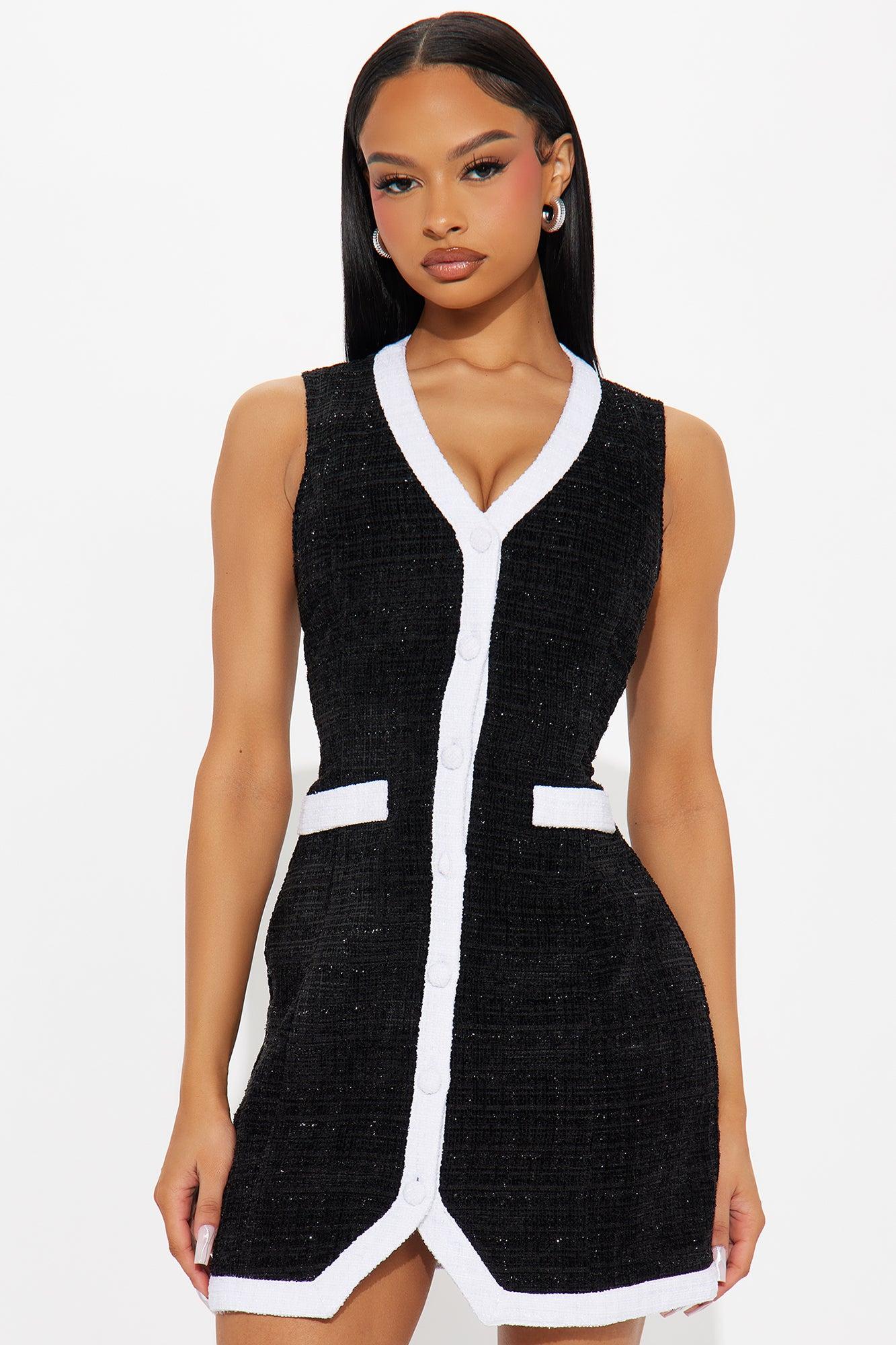 Alice Tweed Mini Dress - Black/White Product Image