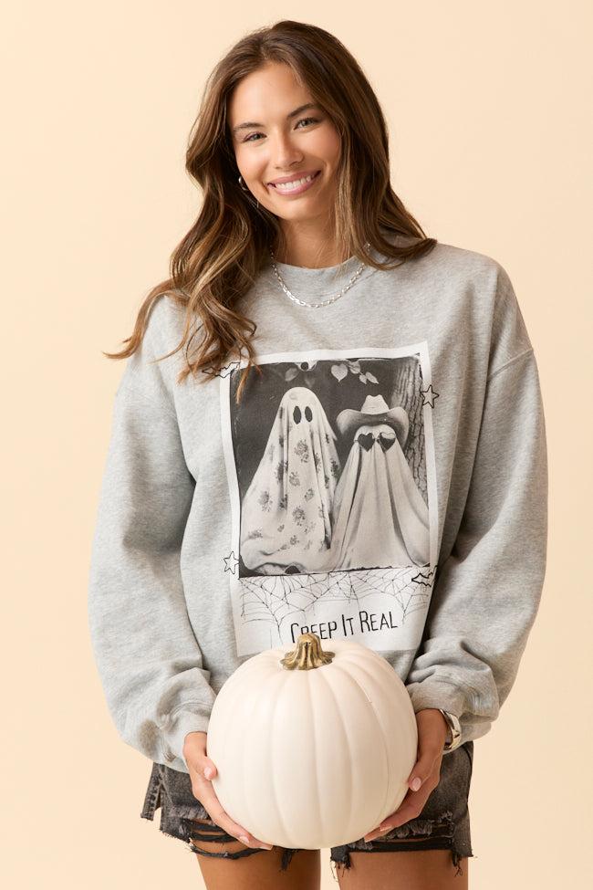 Creep It Real Light Grey Graphic Sweatshirt DOORBUSTER Product Image