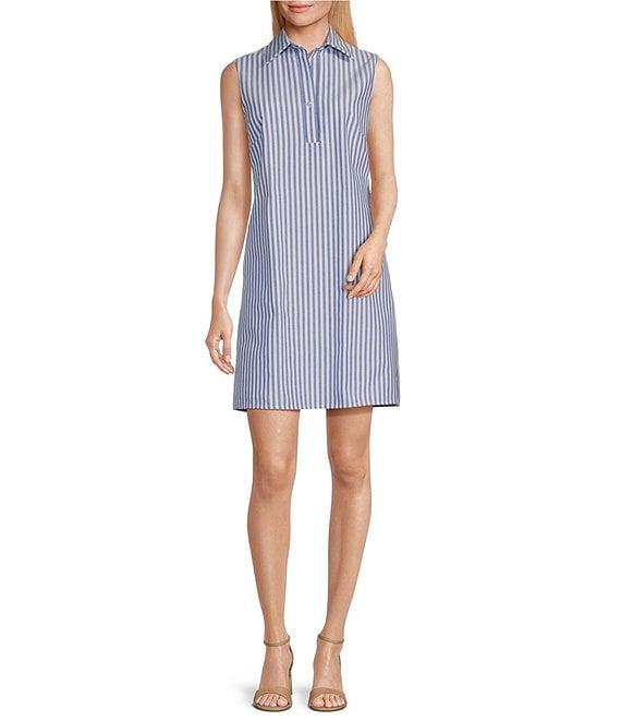 Preston & York Placket Button Sleeveless Collar Jenna Dress Product Image