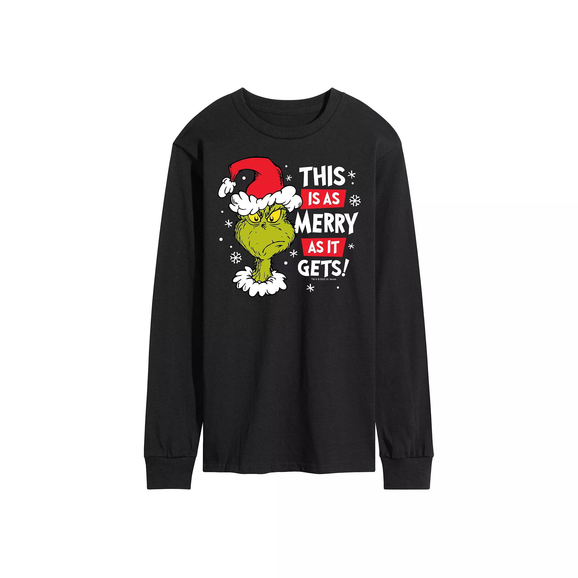 Men's Dr. Seuss Grinch This Is As Merry As It Gets Long Sleeve Tee,  Product Image