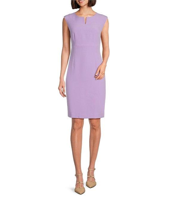 Kasper Split V-Neck Sleeveless Knit Sheath Dress Product Image