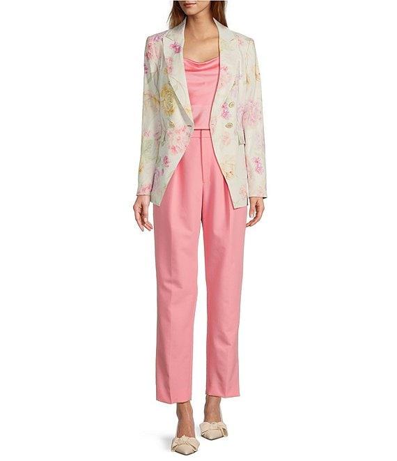 Antonio Melani Aurora Floral Linen Blend Notch Lapel Long Sleeve Jacket Product Image