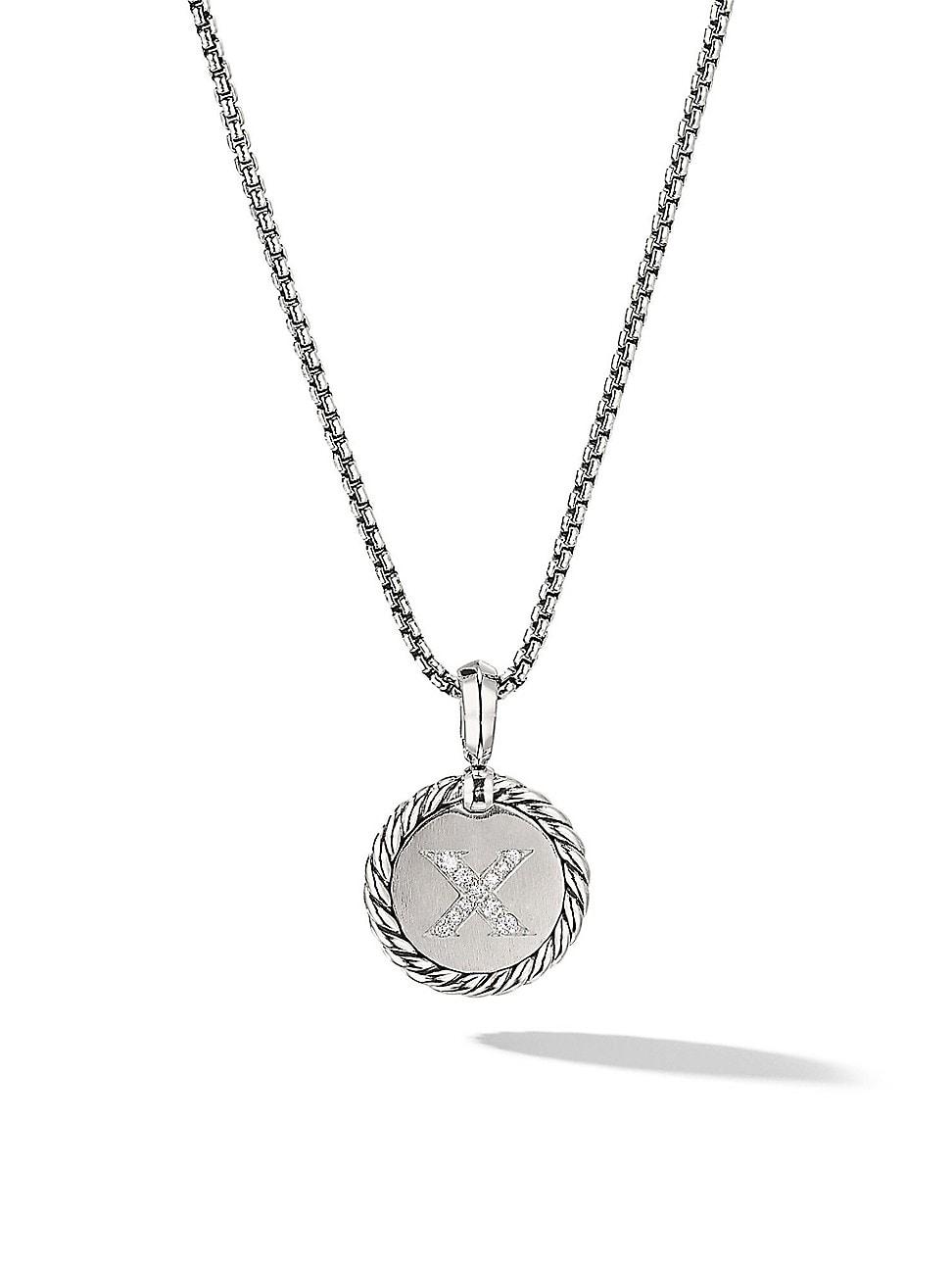 Womens Initial Charm Necklace in Sterling Silver Product Image