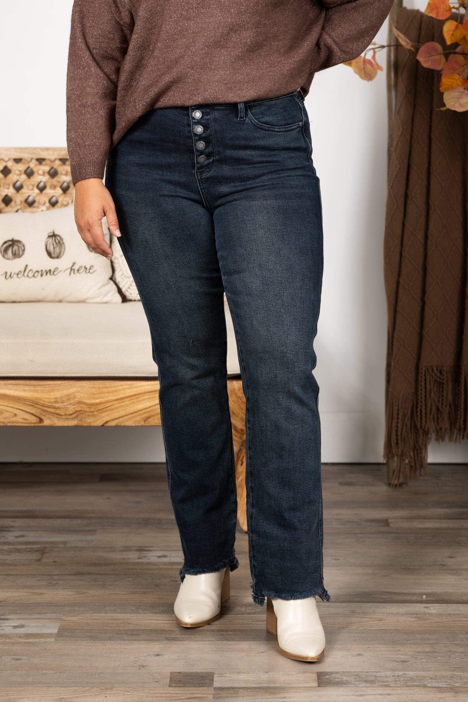 Judy Blue Distress Hem Straight Leg Jeans Product Image