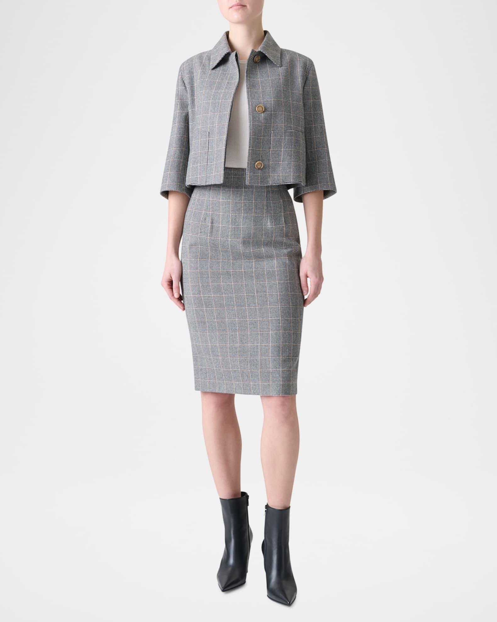 Prince Of Wales Cashmere Pencil Skirt Product Image